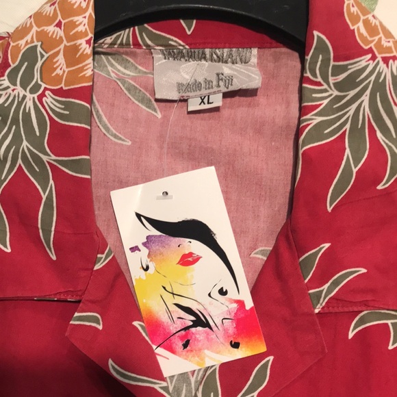 Tavarua Island Vintage Men’s Pineapple Shirt XL. Red, Green, Cream, And Gold. - Picture 3 of 6